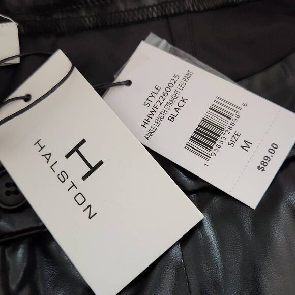 Halston Black Faux Leather Pants NWT Size Medium Black Leather Pants - Picture 7 of 8